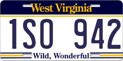 WV license plate 1SO942