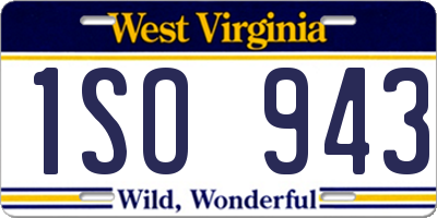 WV license plate 1SO943