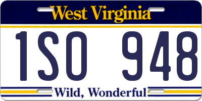 WV license plate 1SO948