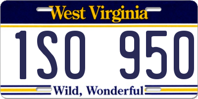 WV license plate 1SO950