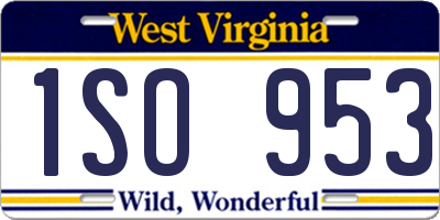 WV license plate 1SO953