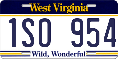 WV license plate 1SO954