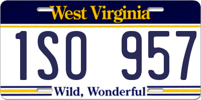 WV license plate 1SO957