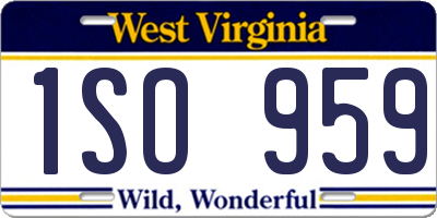 WV license plate 1SO959