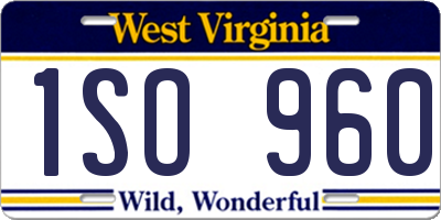 WV license plate 1SO960