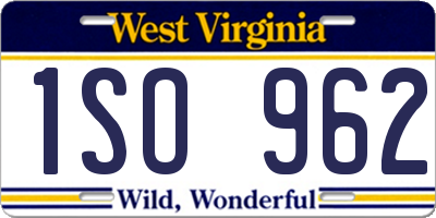 WV license plate 1SO962