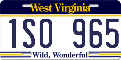 WV license plate 1SO965