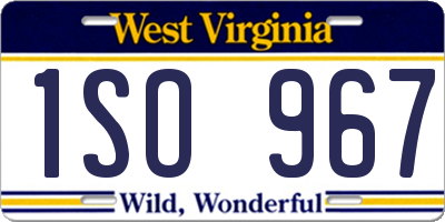 WV license plate 1SO967