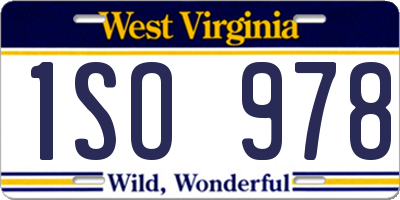 WV license plate 1SO978