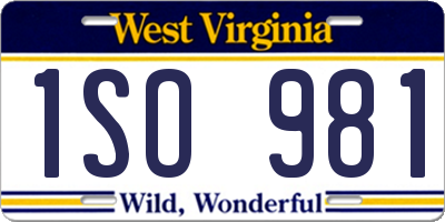 WV license plate 1SO981
