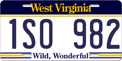 WV license plate 1SO982