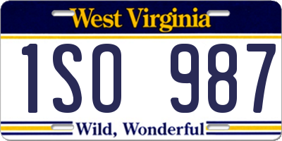 WV license plate 1SO987