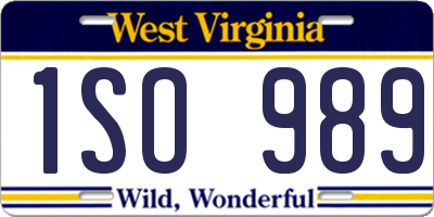 WV license plate 1SO989
