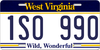 WV license plate 1SO990