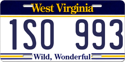 WV license plate 1SO993