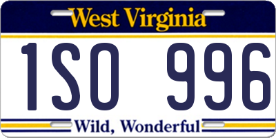WV license plate 1SO996