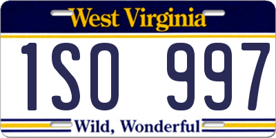 WV license plate 1SO997