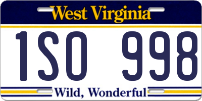 WV license plate 1SO998