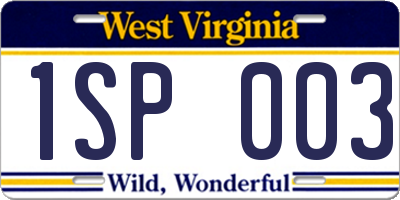 WV license plate 1SP003