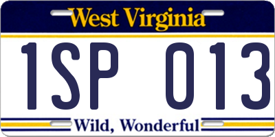 WV license plate 1SP013