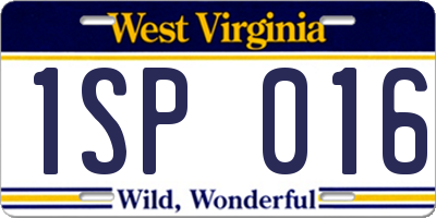 WV license plate 1SP016