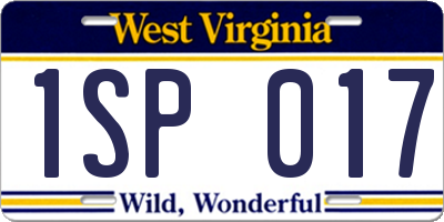 WV license plate 1SP017