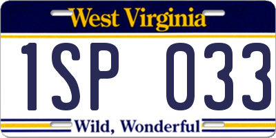 WV license plate 1SP033