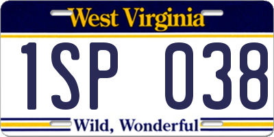 WV license plate 1SP038