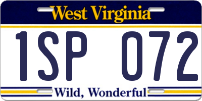 WV license plate 1SP072