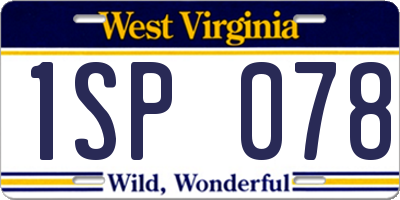 WV license plate 1SP078
