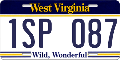 WV license plate 1SP087