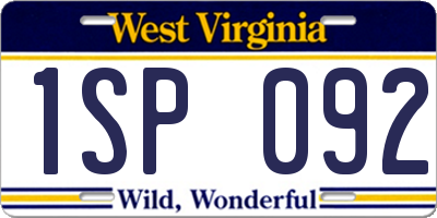 WV license plate 1SP092
