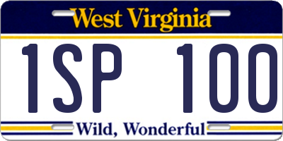 WV license plate 1SP100