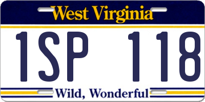 WV license plate 1SP118