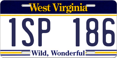 WV license plate 1SP186