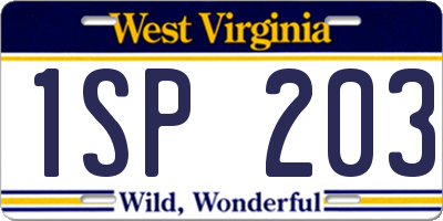 WV license plate 1SP203