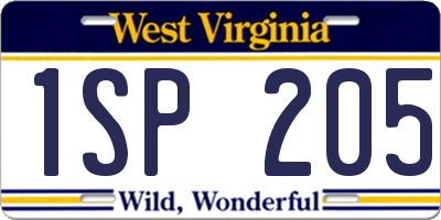 WV license plate 1SP205