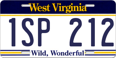 WV license plate 1SP212
