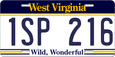 WV license plate 1SP216