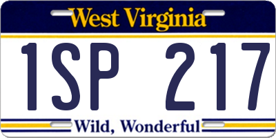 WV license plate 1SP217