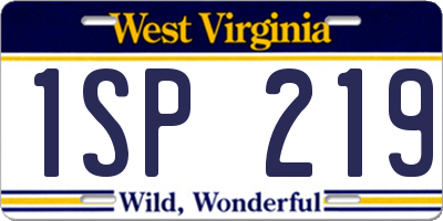 WV license plate 1SP219