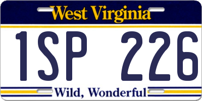 WV license plate 1SP226