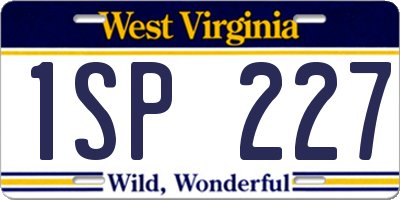 WV license plate 1SP227