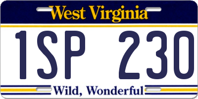 WV license plate 1SP230