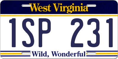 WV license plate 1SP231