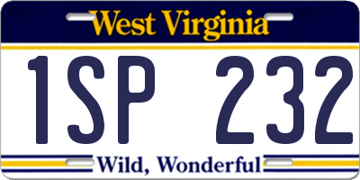 WV license plate 1SP232