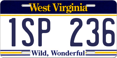 WV license plate 1SP236