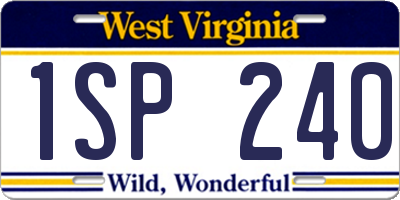 WV license plate 1SP240