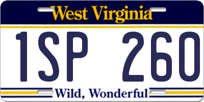 WV license plate 1SP260