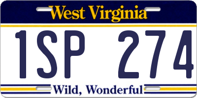 WV license plate 1SP274